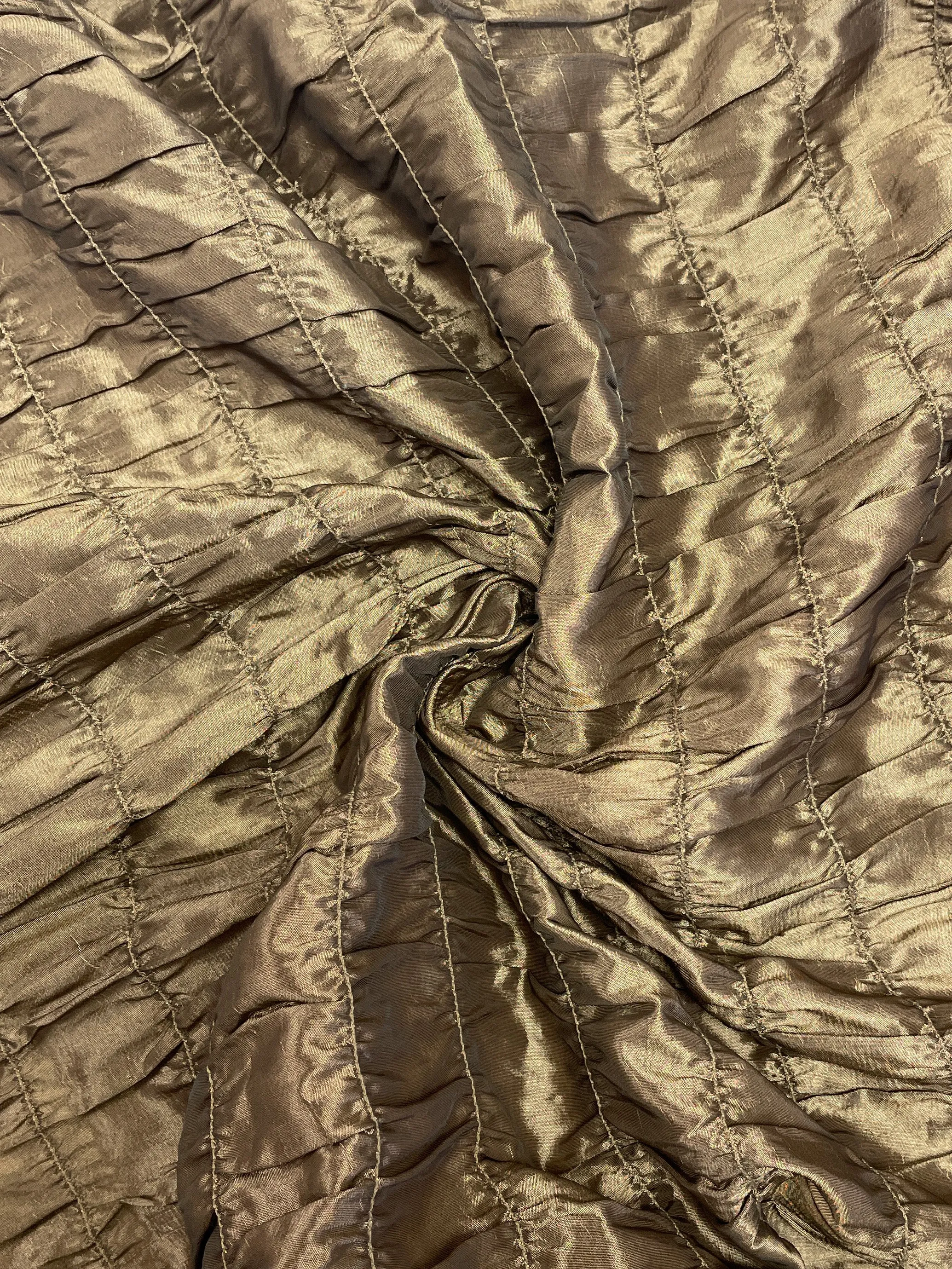 1 1/2 YD Polyester Rouched Taffeta - Iridescent Bronze