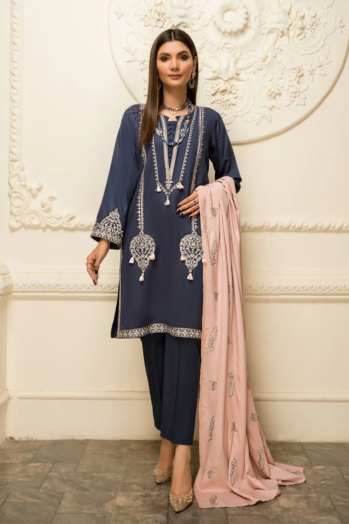 2PC Embroidered Suit - LDS 732