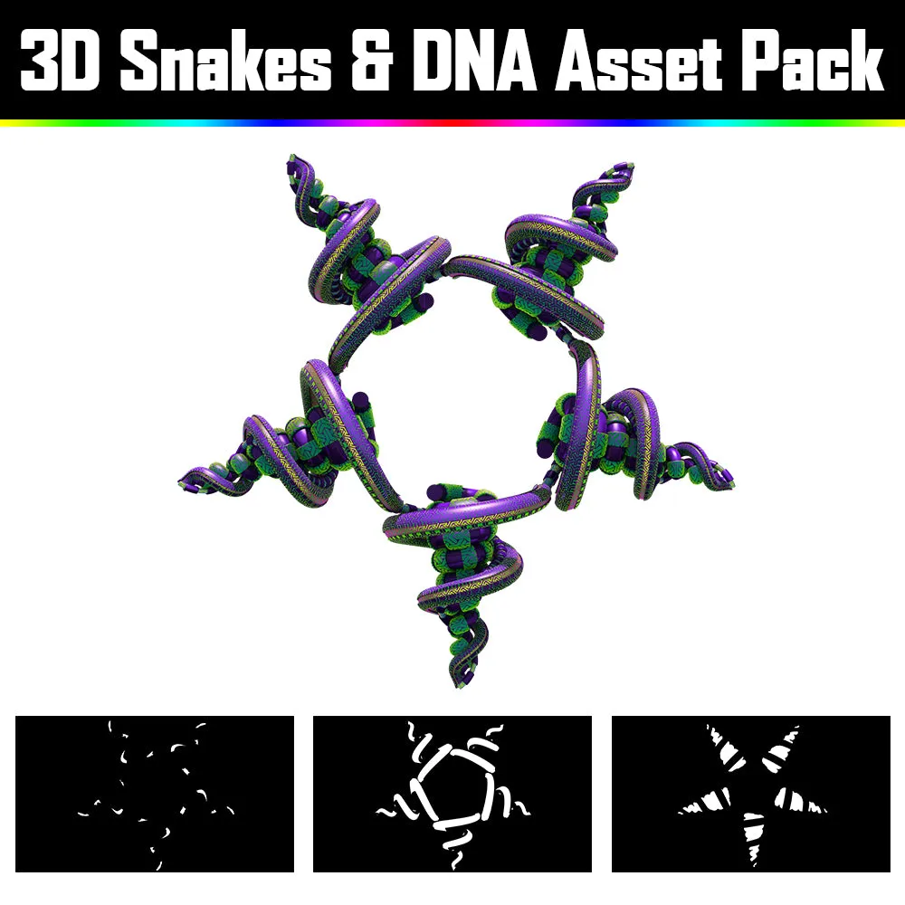 3D Snakes & DNA Pack - Psychedelic Art Graphic Assets