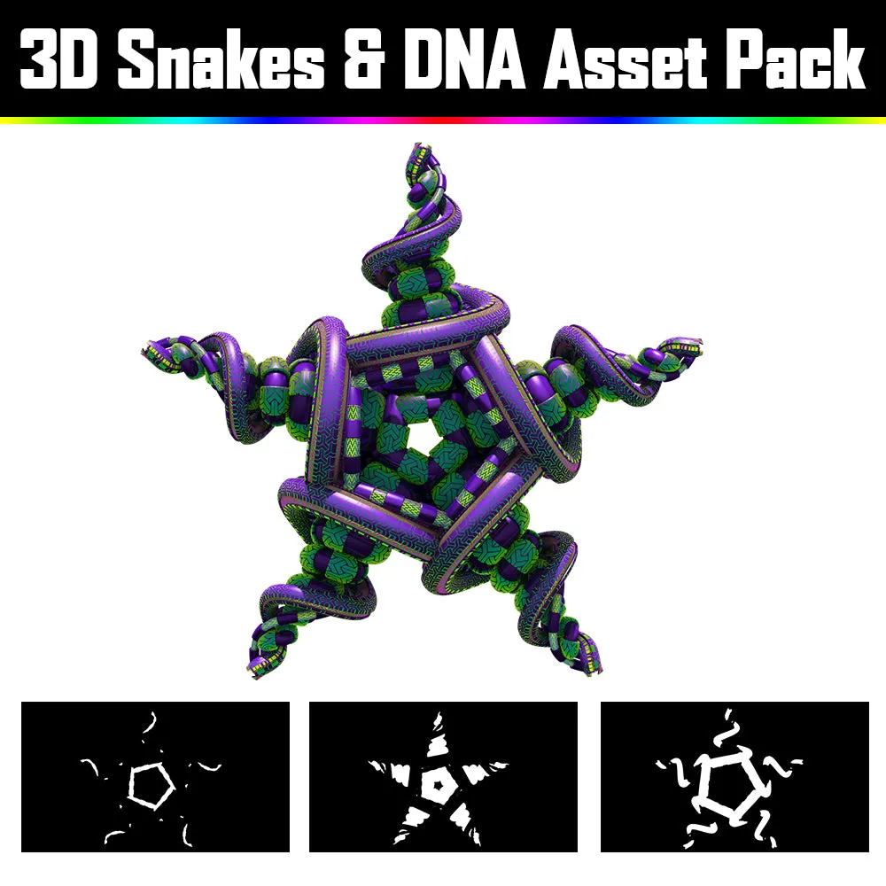 3D Snakes & DNA Pack - Psychedelic Art Graphic Assets