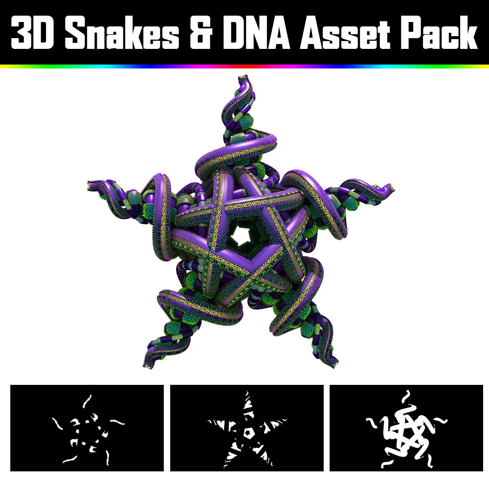 3D Snakes & DNA Pack - Psychedelic Art Graphic Assets