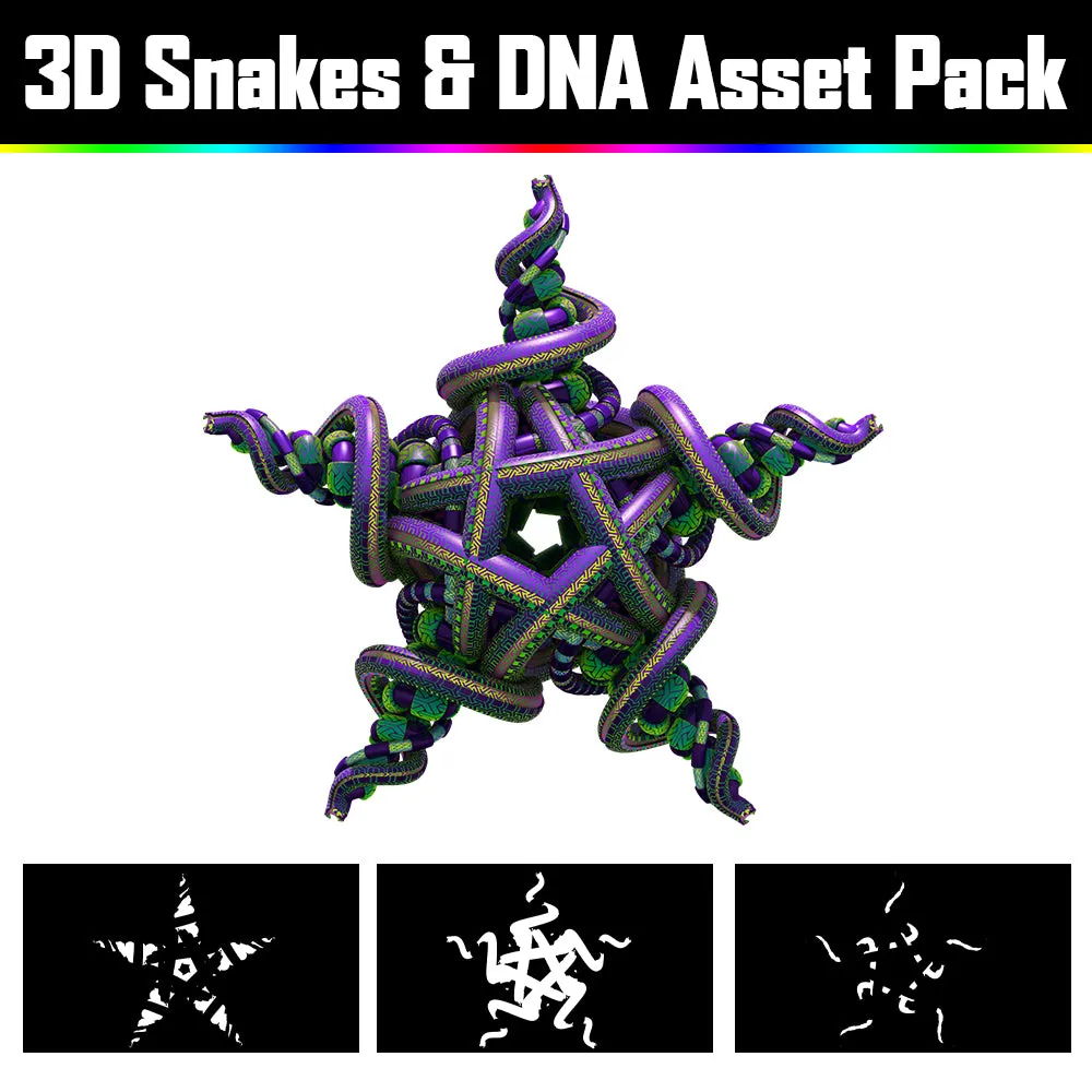 3D Snakes & DNA Pack - Psychedelic Art Graphic Assets