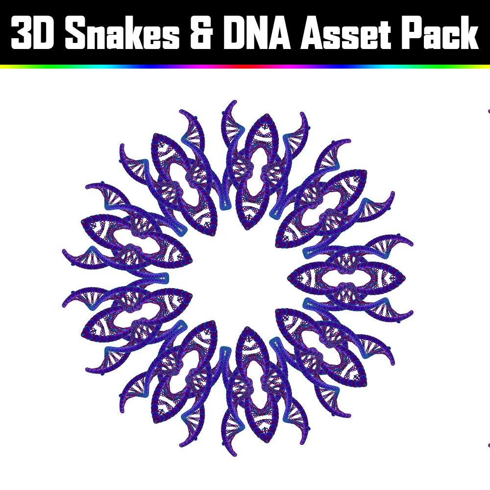 3D Snakes & DNA Pack - Psychedelic Art Graphic Assets