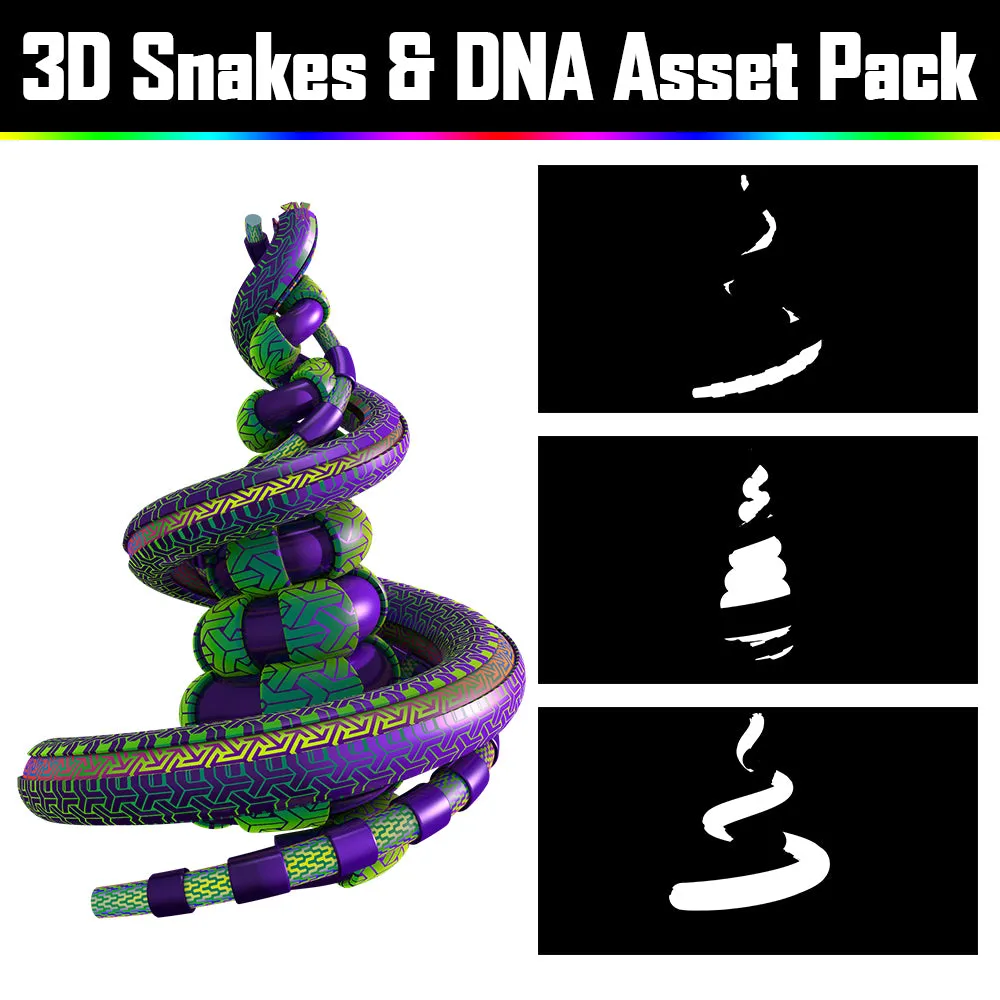 3D Snakes & DNA Pack - Psychedelic Art Graphic Assets