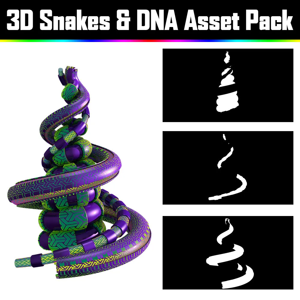 3D Snakes & DNA Pack - Psychedelic Art Graphic Assets