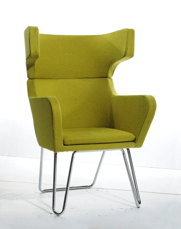 43" Green Fabric  Wool  And Polyester Lounge Chair