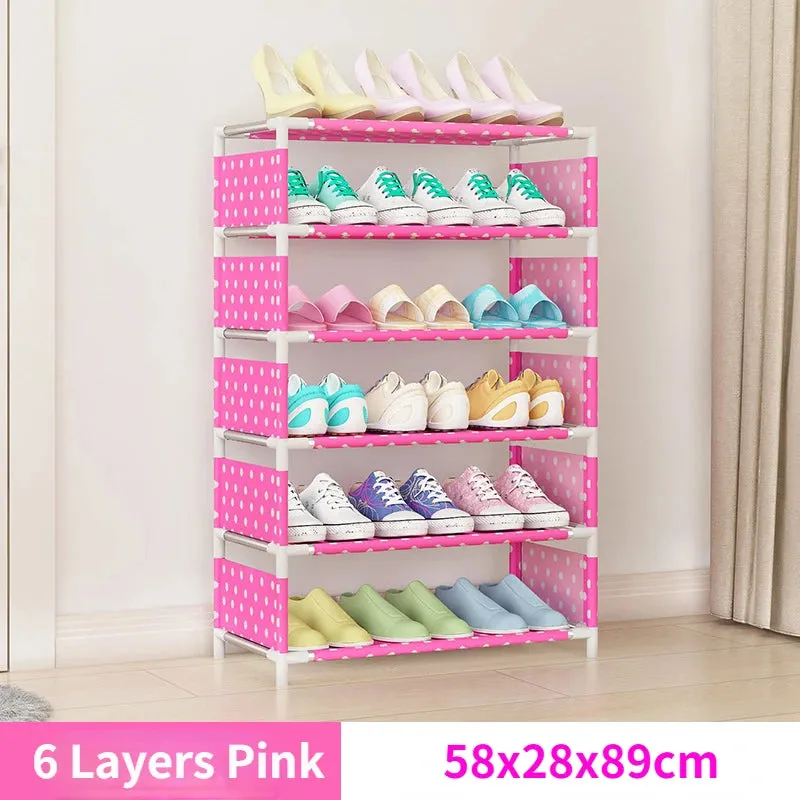 4/6/8-layer Shoe Organizer Stackable Canvas Rack for Home