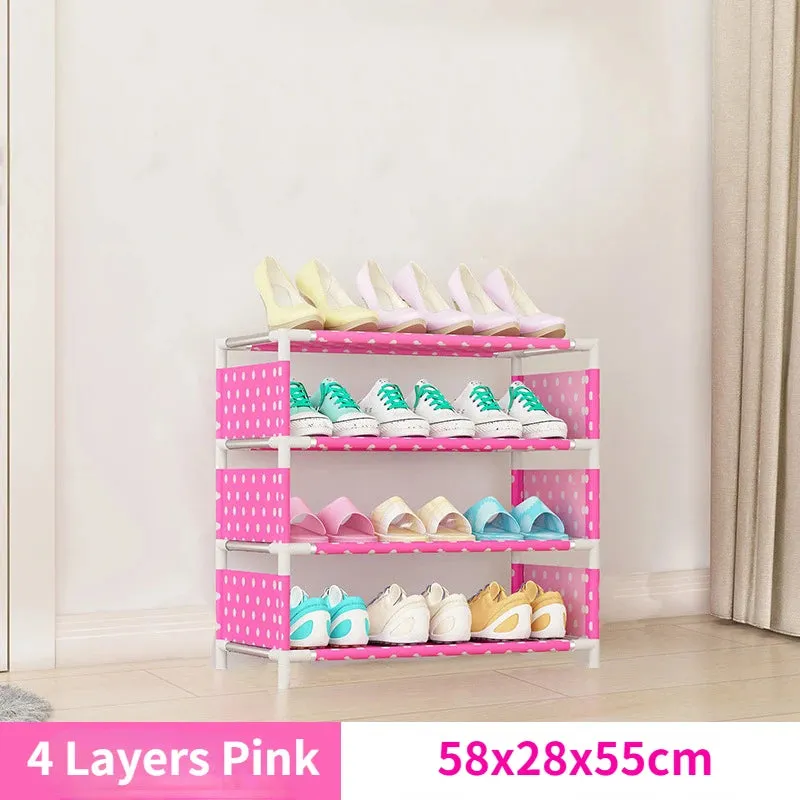 4/6/8-layer Shoe Organizer Stackable Canvas Rack for Home