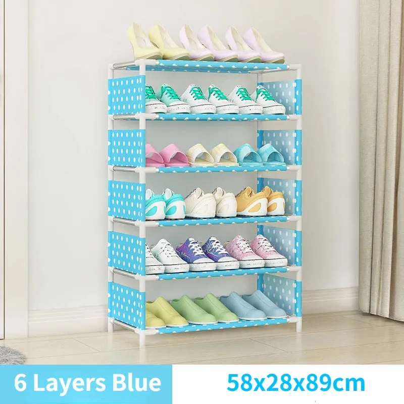 4/6/8-layer Shoe Organizer Stackable Canvas Rack for Home