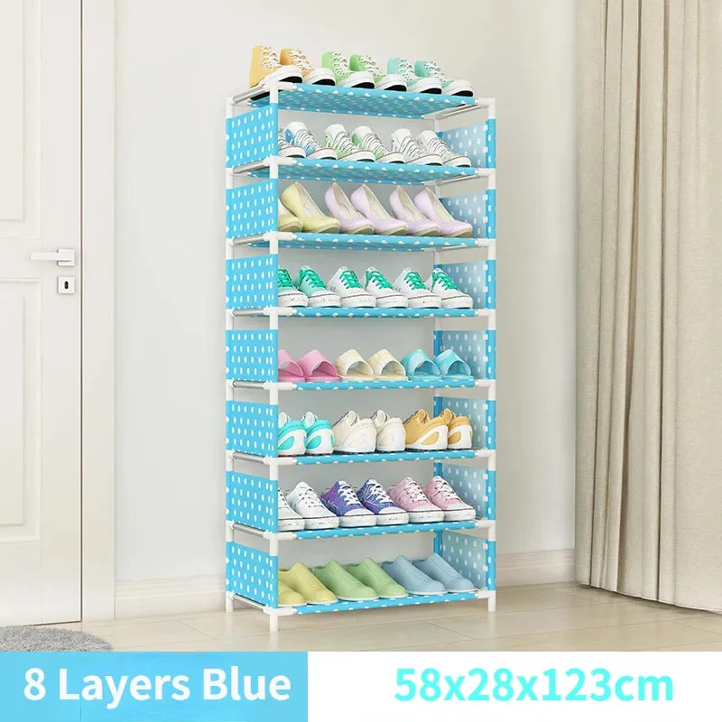 4/6/8-layer Shoe Organizer Stackable Canvas Rack for Home