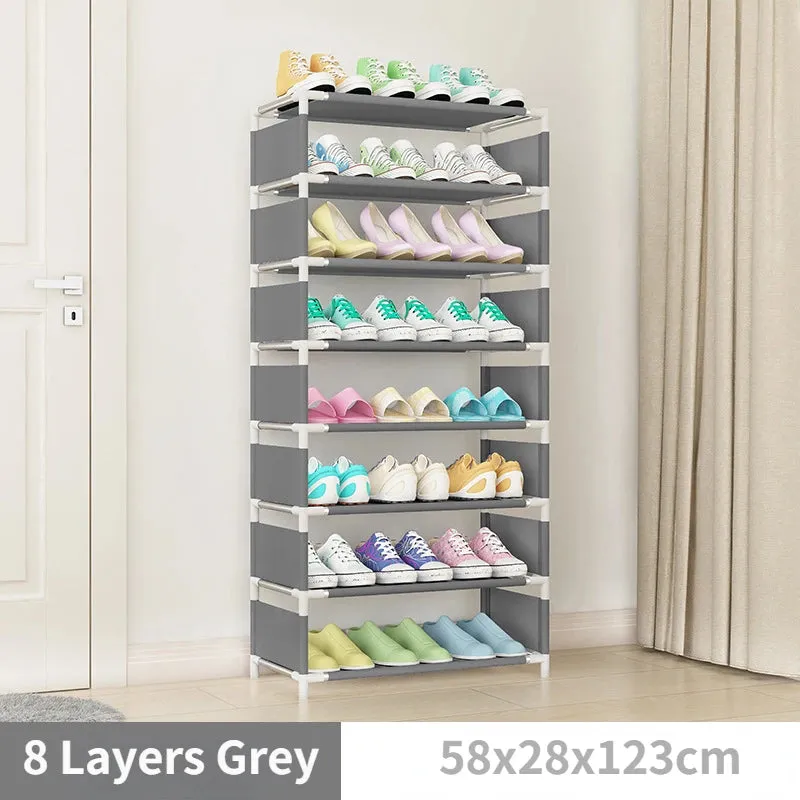 4/6/8-layer Shoe Organizer Stackable Canvas Rack for Home