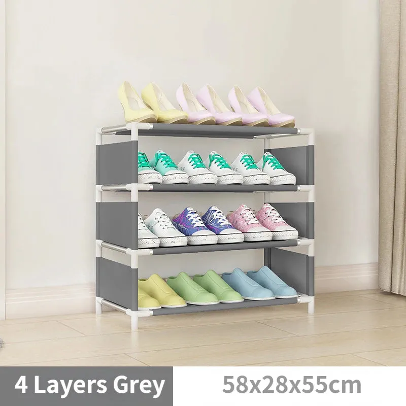 4/6/8-layer Shoe Organizer Stackable Canvas Rack for Home