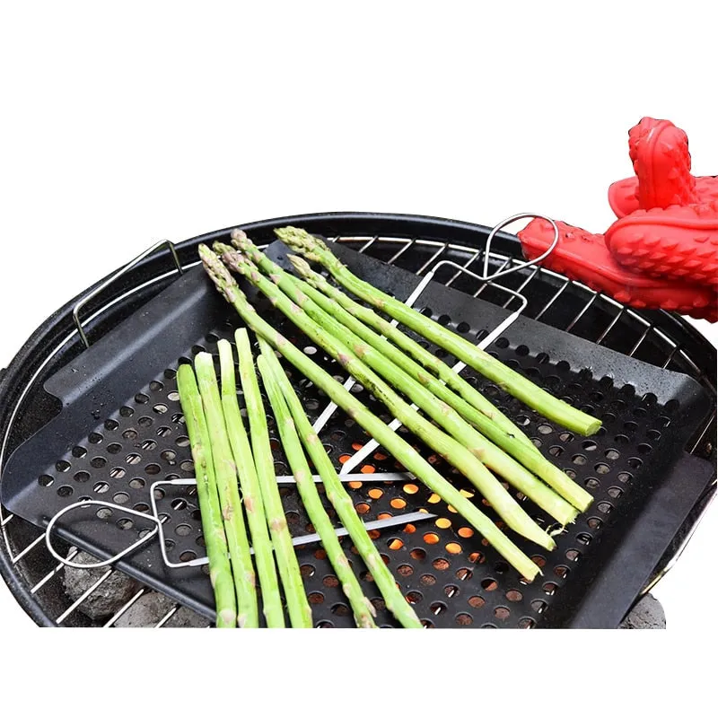 4pcs Veggie Raft Double Wide Skewers BBQ Skewer Set Grill Forks Set