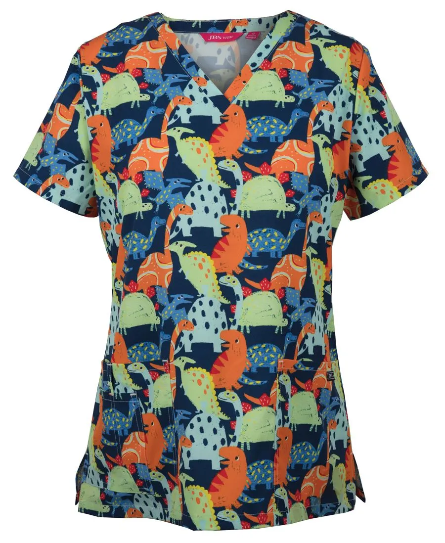 4STP1 JB's Ladies Scrub Top Printed