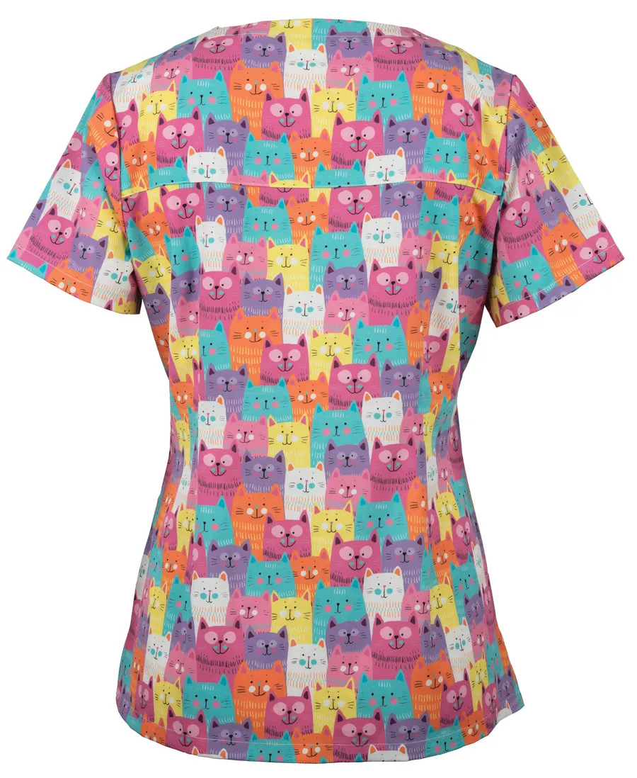 4STP1 JB's Ladies Scrub Top Printed