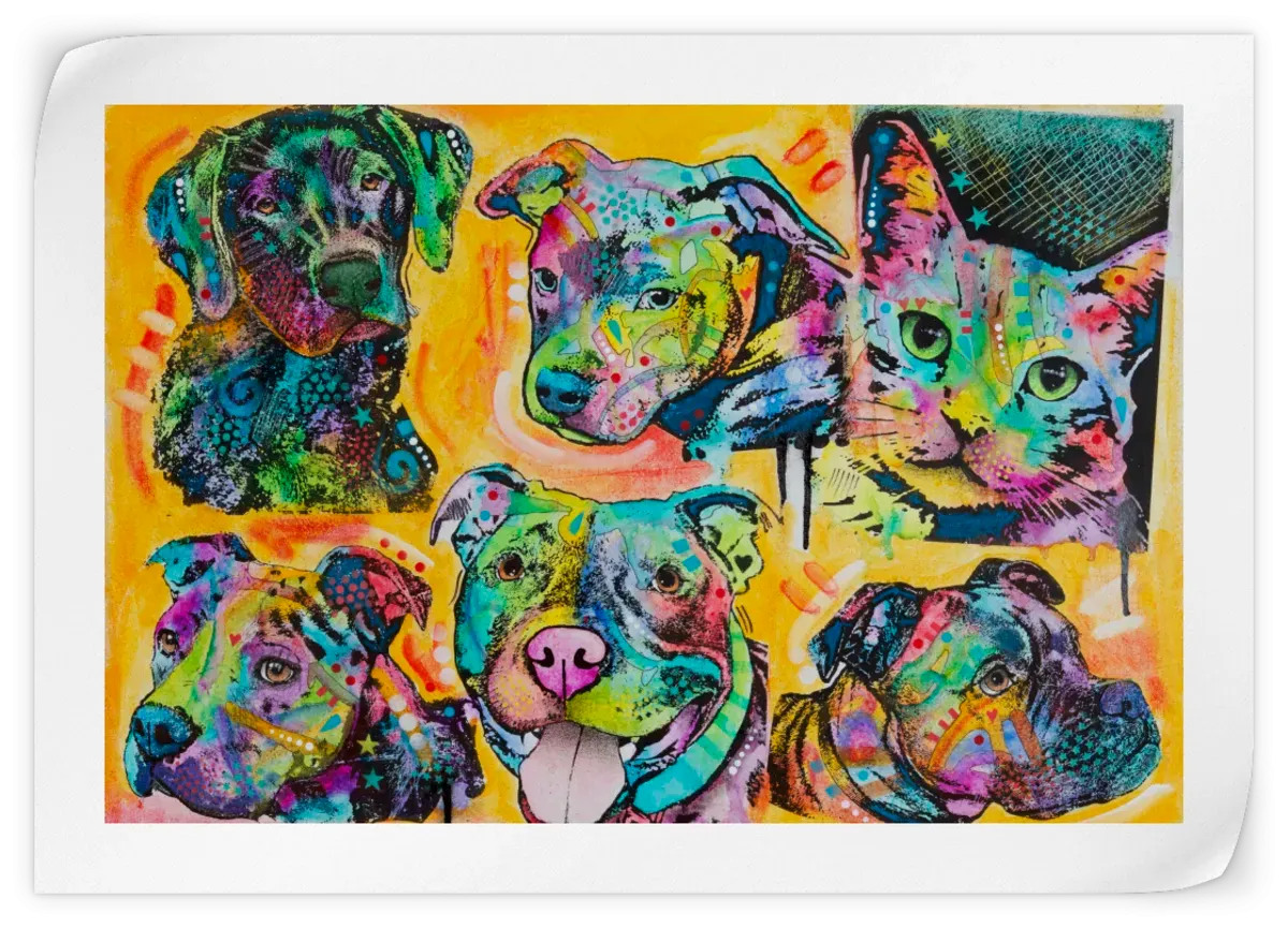 5 Dogs And A Cat Wall Art