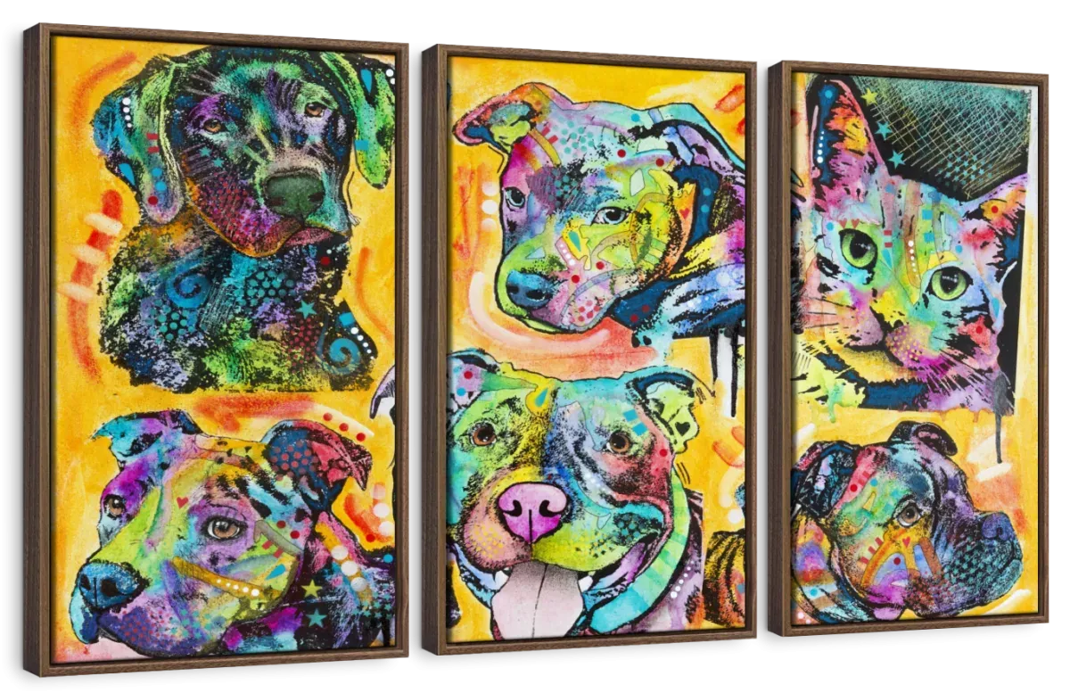 5 Dogs And A Cat Wall Art