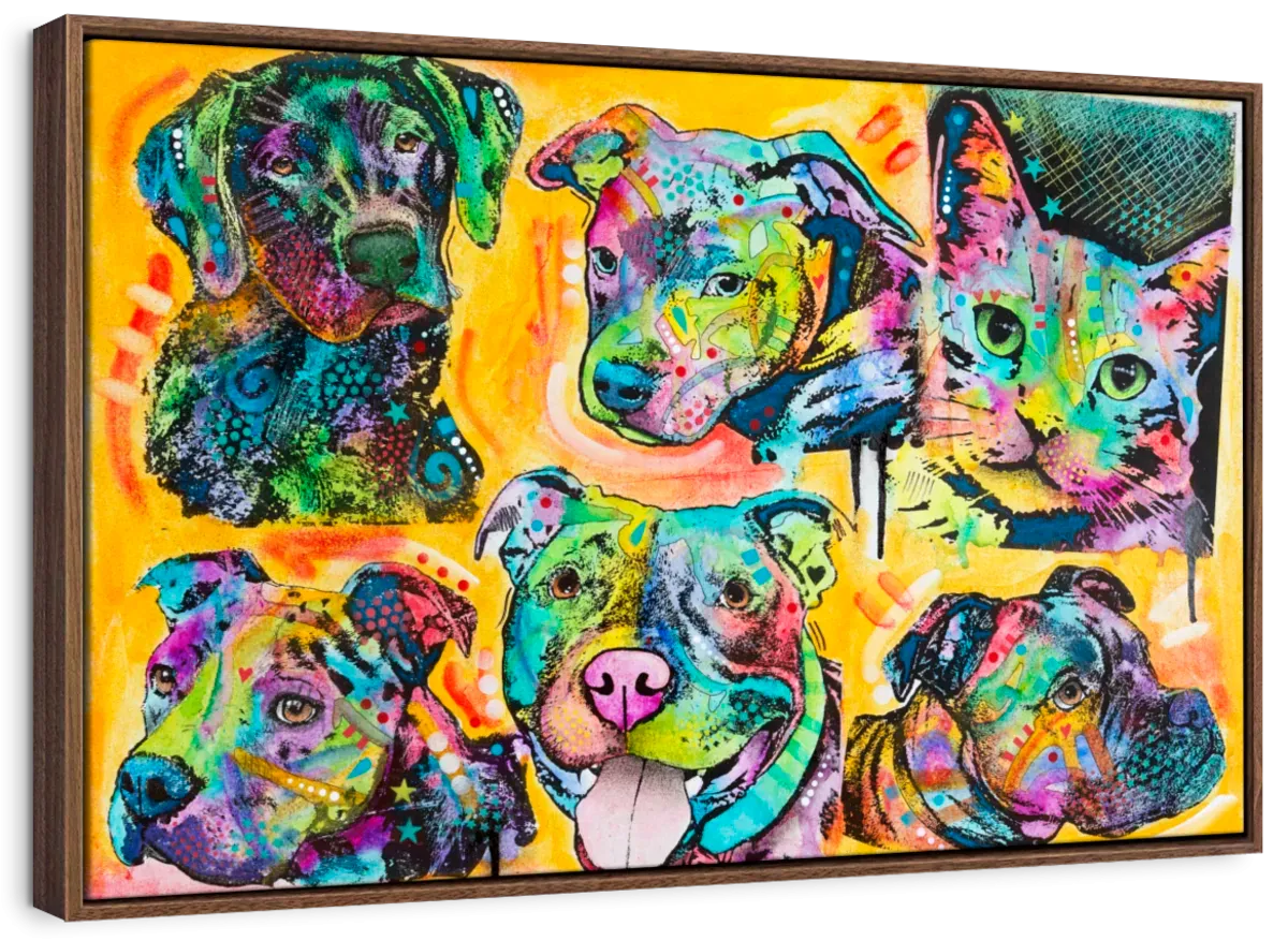 5 Dogs And A Cat Wall Art