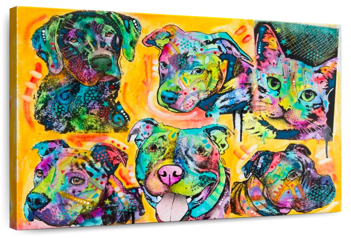 5 Dogs And A Cat Wall Art