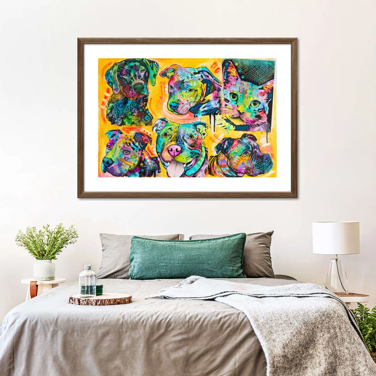 5 Dogs And A Cat Wall Art