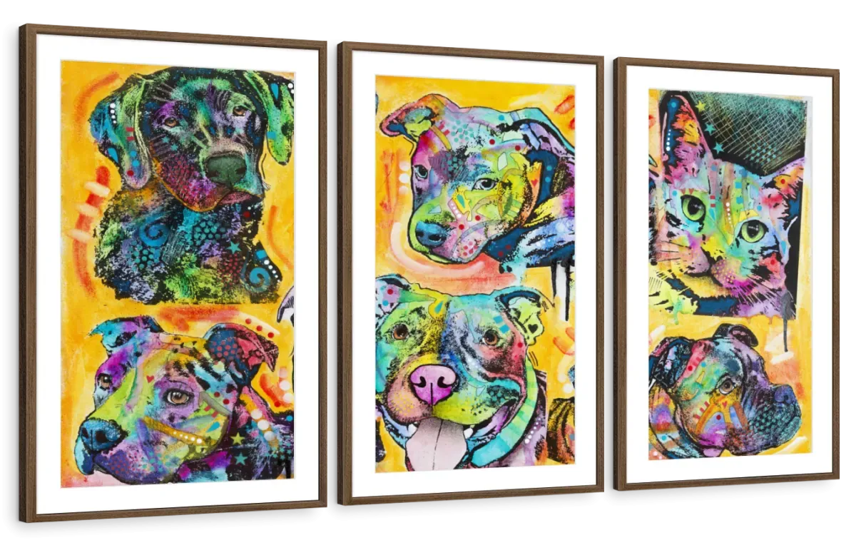 5 Dogs And A Cat Wall Art