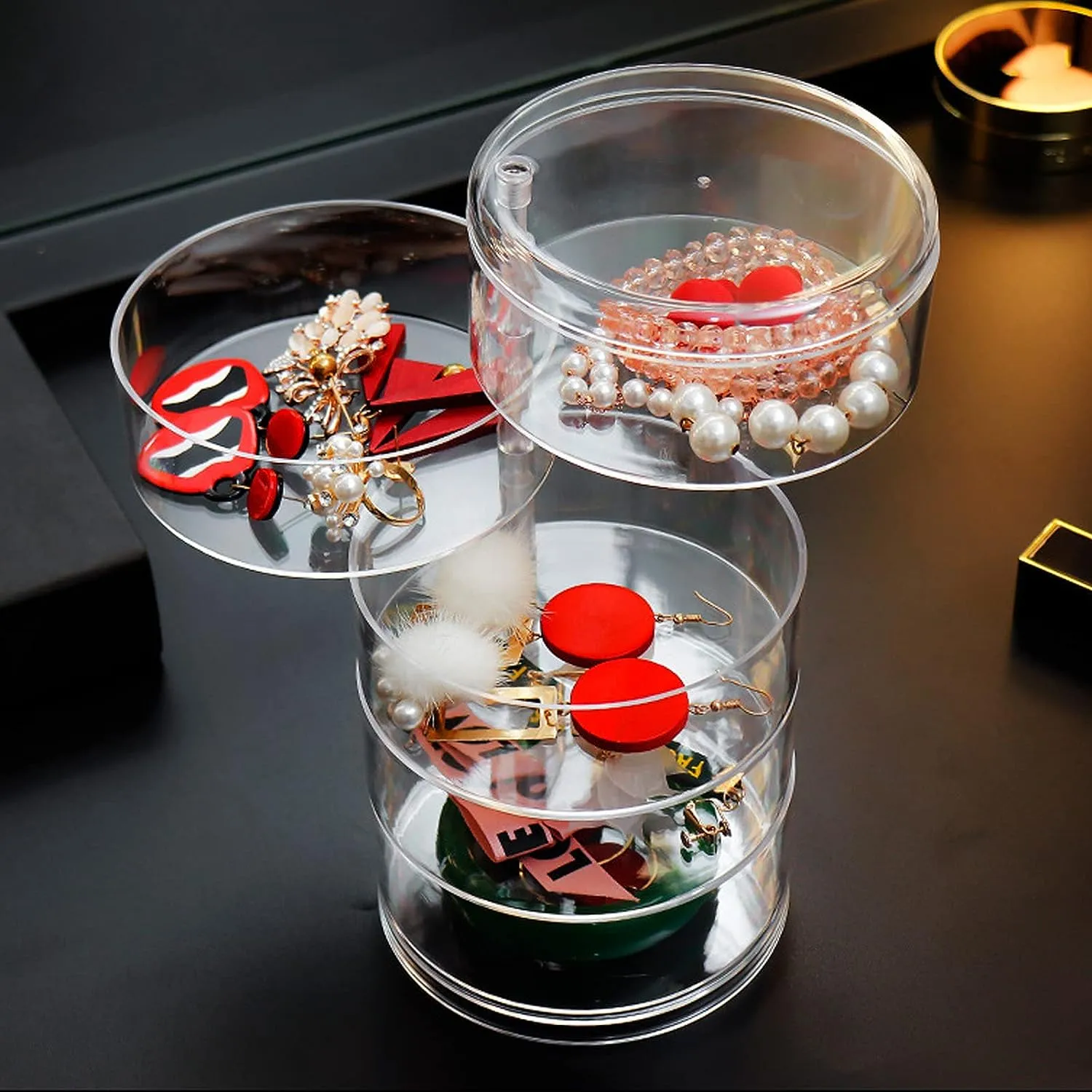 5 Layers Transparent Rotating Jewelry Storage Box Organizer Jn-098