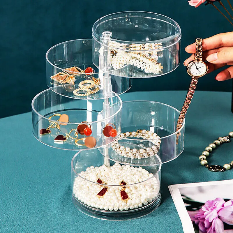 5 Layers Transparent Rotating Jewelry Storage Box Organizer Jn-098