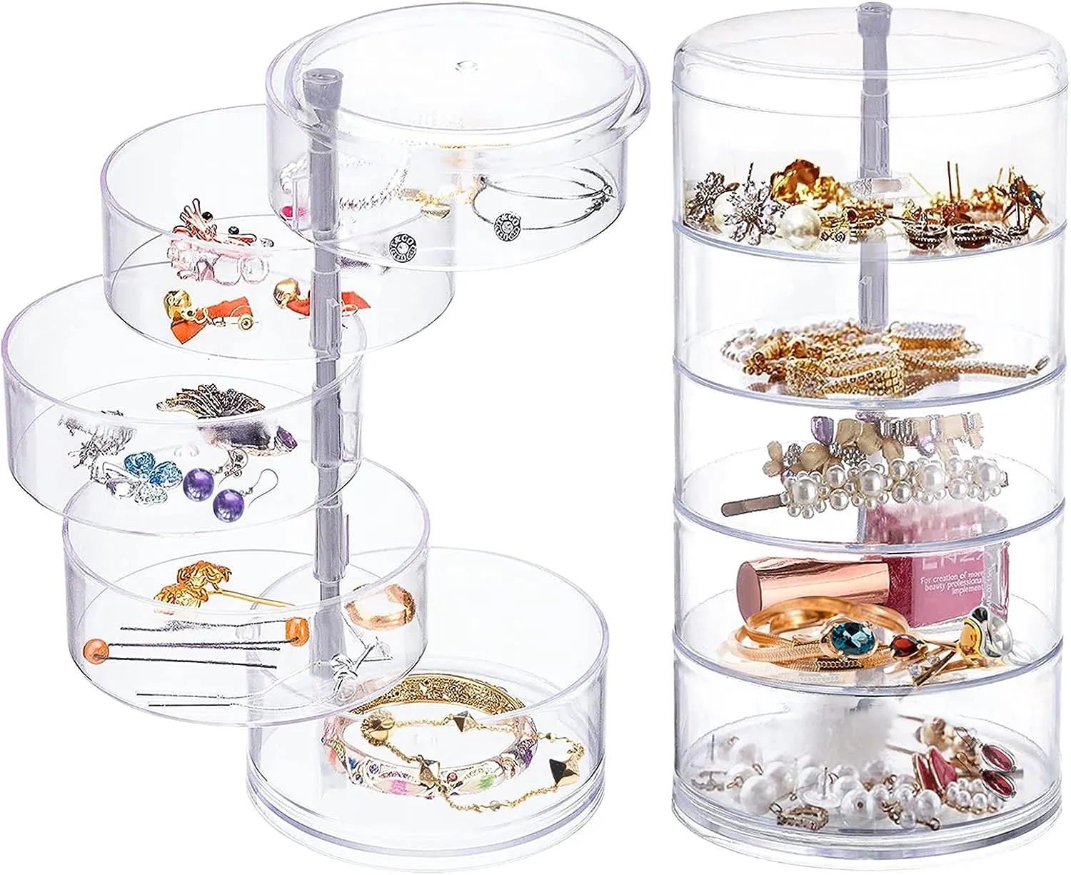 5 Layers Transparent Rotating Jewelry Storage Box Organizer Jn-098