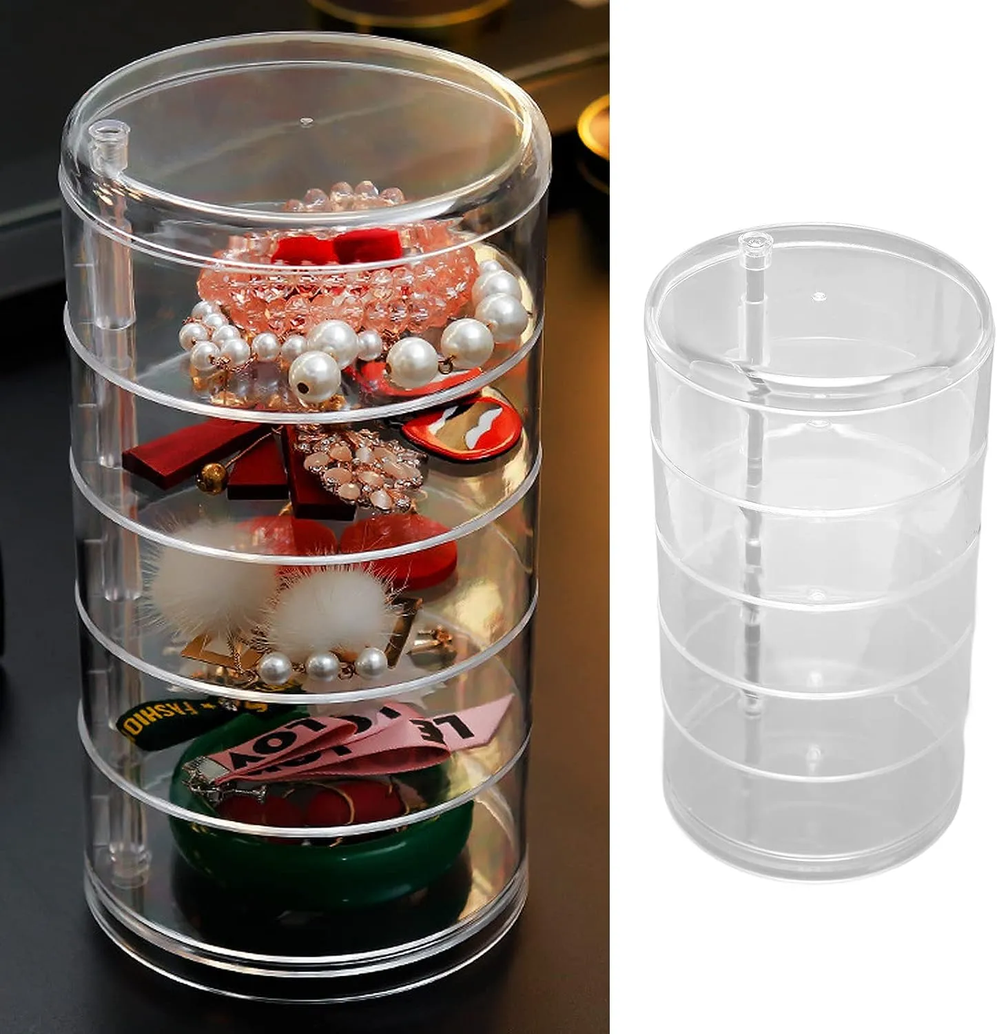 5 Layers Transparent Rotating Jewelry Storage Box Organizer Jn-098