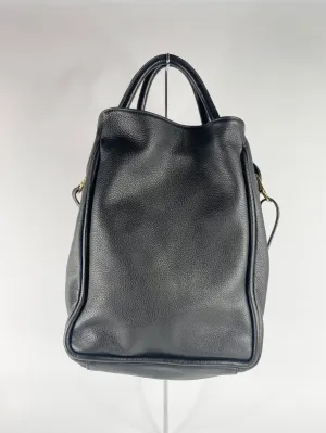 A-Esque Black Grained Leather Large Shoulder Bag