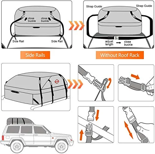 Adakiit Car Roof Bag Cargo Carrier, 20 Cubic Feet Waterproof Heavy Duty Car Roof Top Carrier with/Without Rack, Suitable for All Vehicles Cargo Bag Storage Luggage   8 Reinforced Straps   Packing Bag