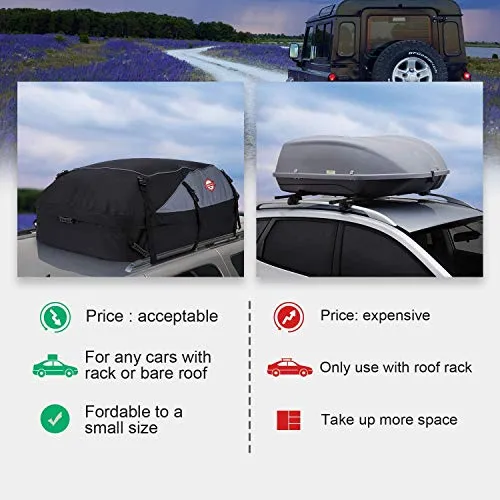 Adakiit Car Roof Bag Cargo Carrier, 20 Cubic Feet Waterproof Heavy Duty Car Roof Top Carrier with/Without Rack, Suitable for All Vehicles Cargo Bag Storage Luggage   8 Reinforced Straps   Packing Bag