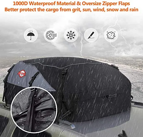 Adakiit Car Roof Bag Cargo Carrier, 20 Cubic Feet Waterproof Heavy Duty Car Roof Top Carrier with/Without Rack, Suitable for All Vehicles Cargo Bag Storage Luggage   8 Reinforced Straps   Packing Bag