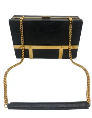 ALEXANDER McQUEEN Pre-Fall '15 Black Tejus Croc Embossed Leather Metal Cage Box Handbag