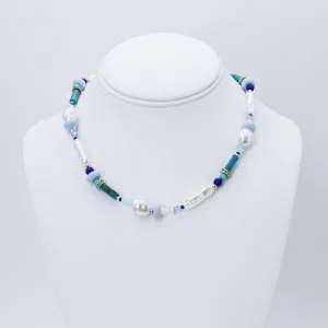 Aqua Bead and Bloom Necklace N61