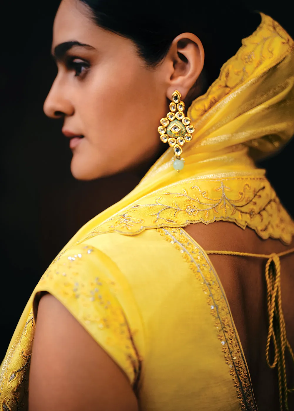 Aureolin Yellow Viscose Silk Lehenga Choli With Heavy Handwork Embroidery