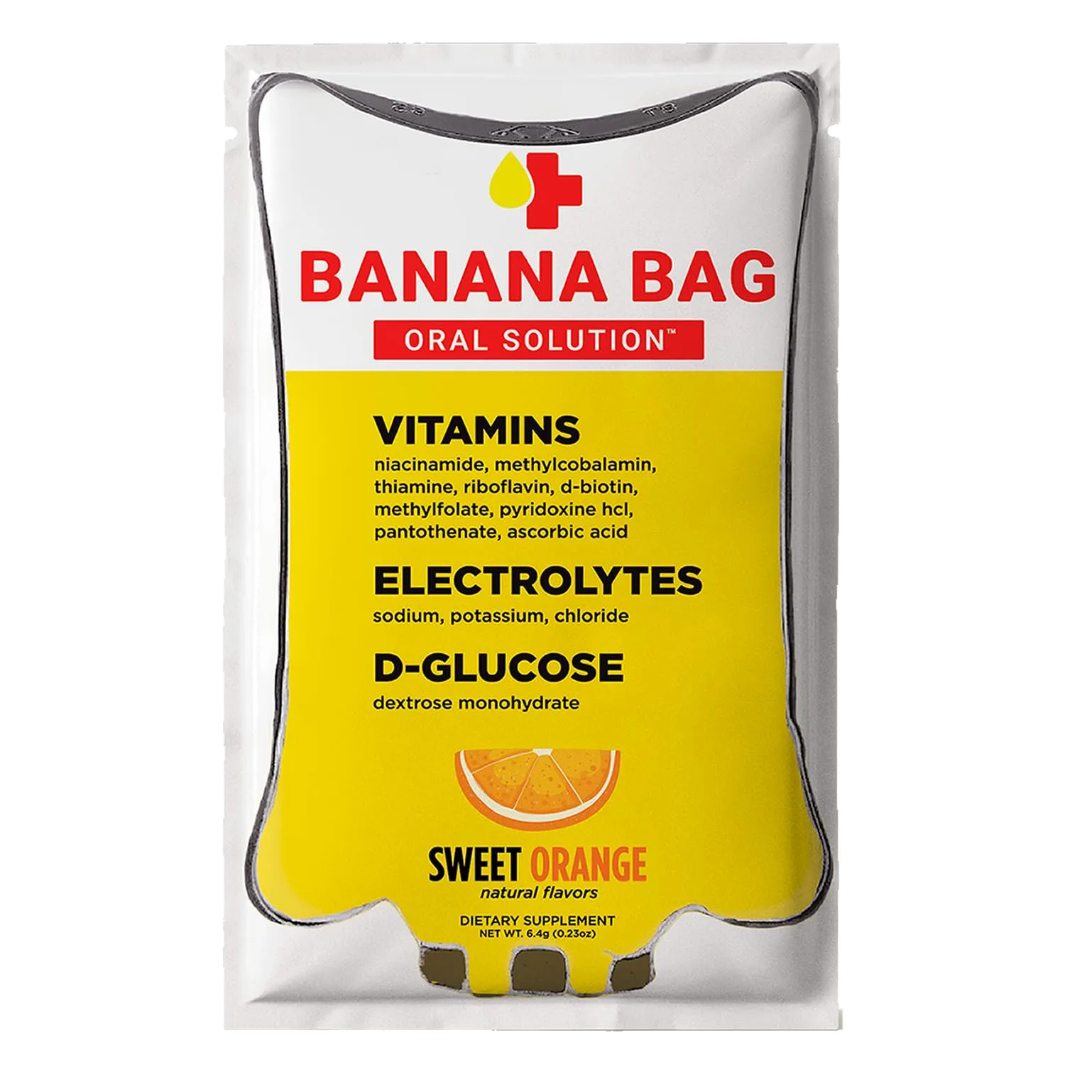 Banana Bag Oral Solution - Pharmacist Hydration Recovery Formula - Electrolyte & Vitamin Powder Packet Drink Mix - Sweet Orange - Pack of 3