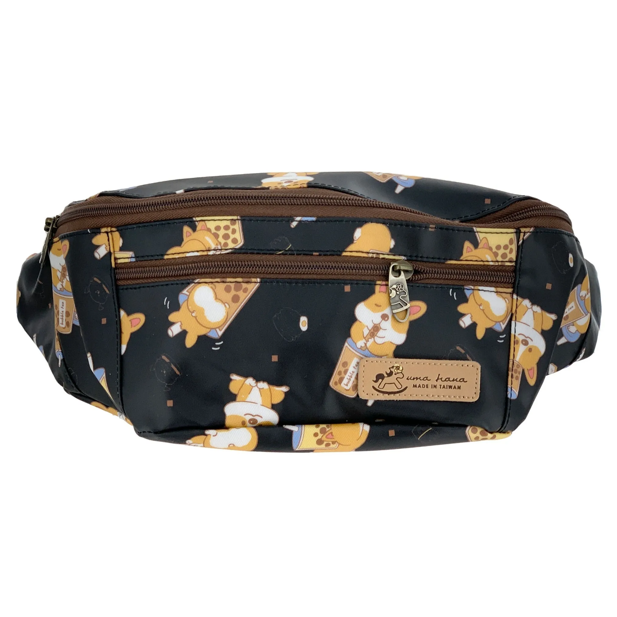 Black Bubble Tea Corgi Fanny Pack