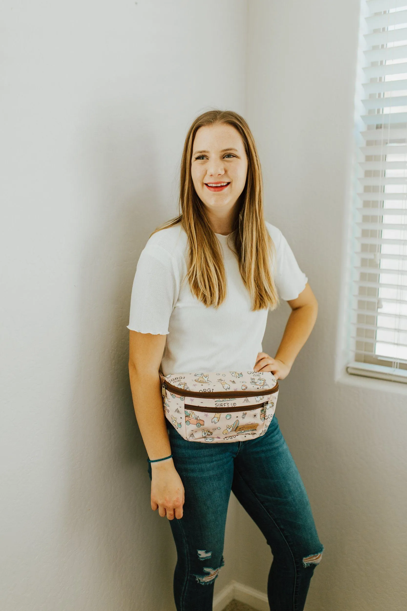 Black Bubble Tea Corgi Fanny Pack