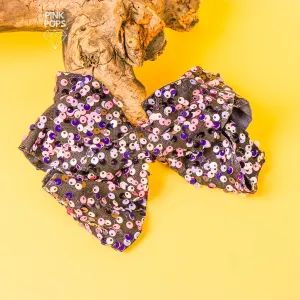 Black Charming Sequin Hair Bow