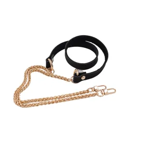 Black Leather & Gold Chain Strap