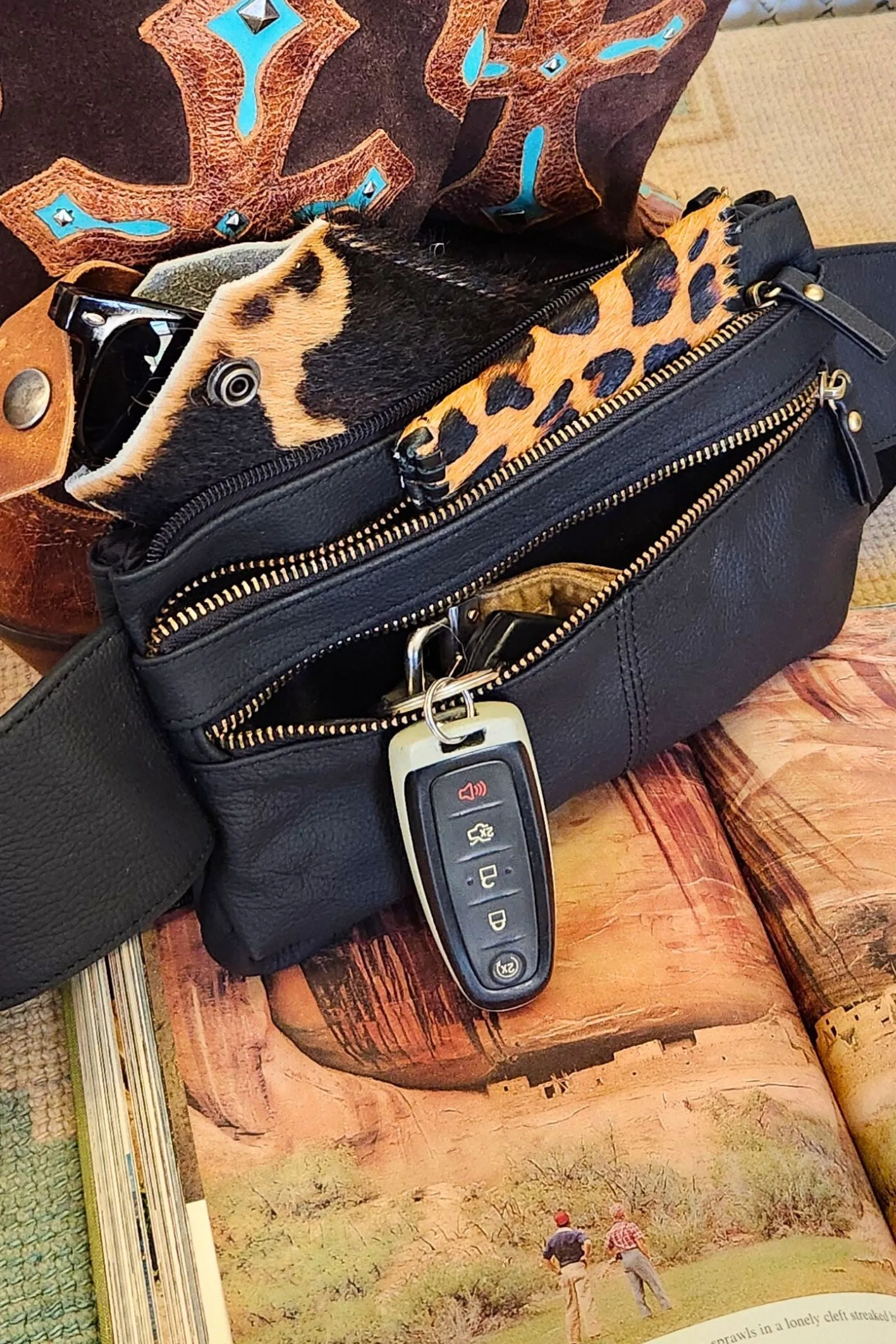 Black Leather Fanny Pack Bag