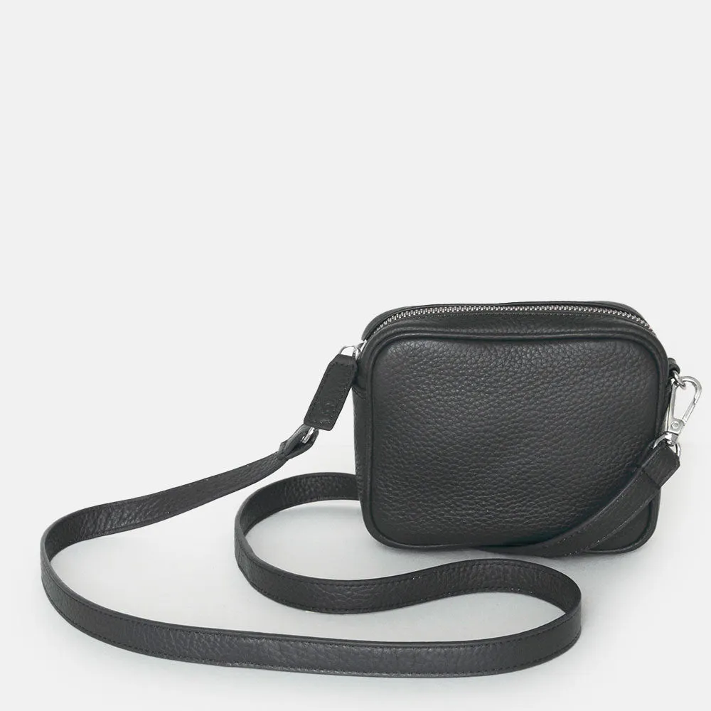 Black Leather Mini Camera Bag