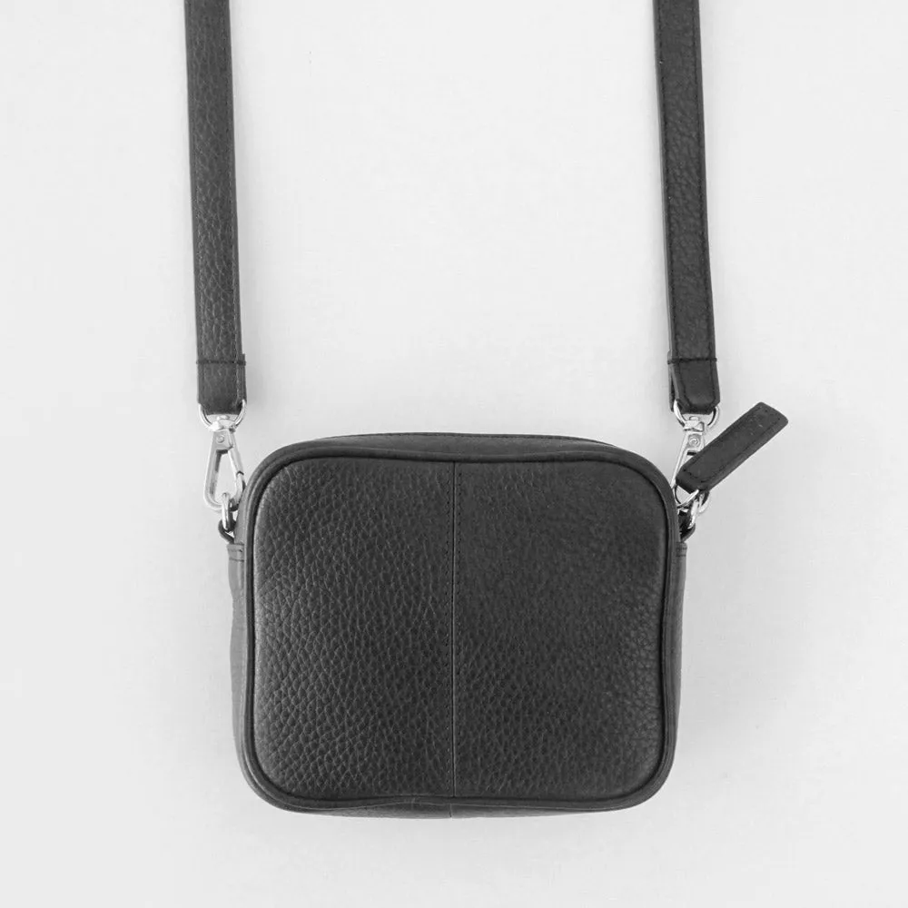 Black Leather Mini Camera Bag