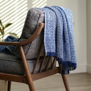 Blue Fuzzy Blanket Textured Polyester 57 "x 70"   1.5"