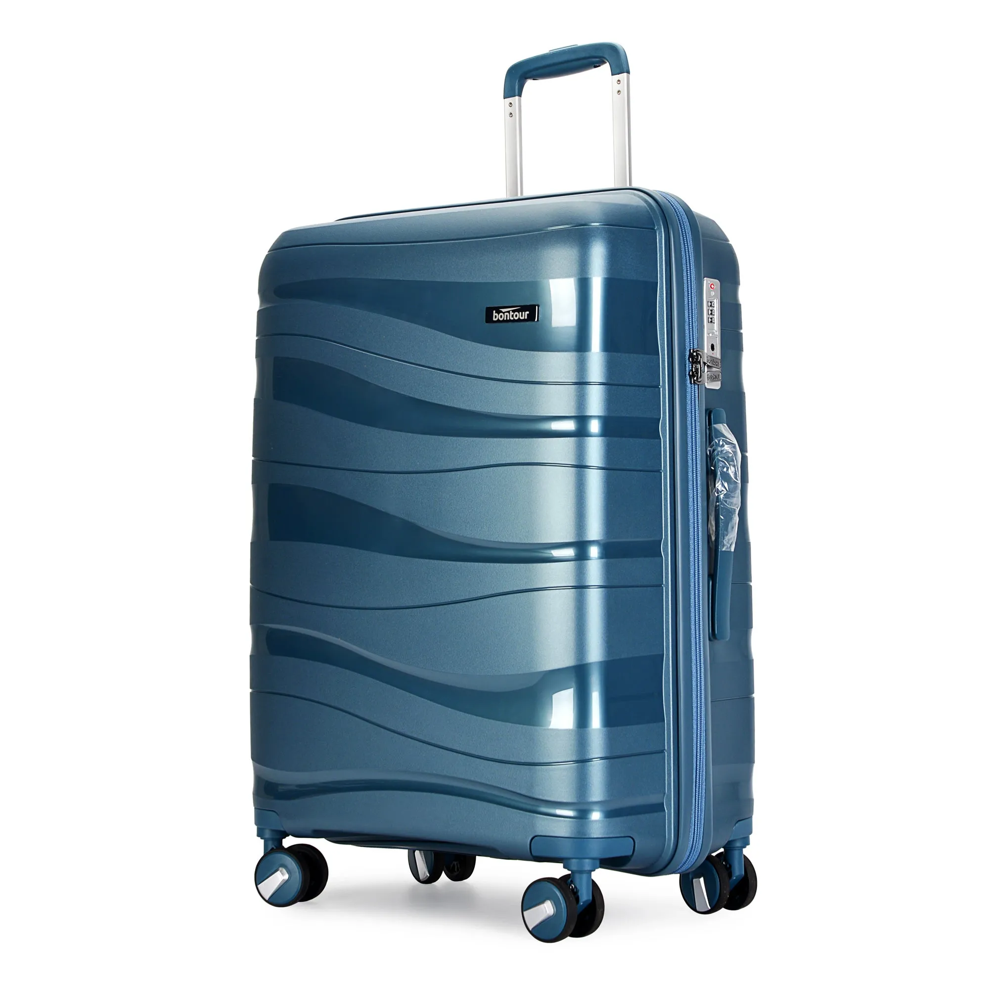 Bontour 'Flow' 4-wheeled cabin suitcase with TSA lock, 55x38x20cm, Ice blue