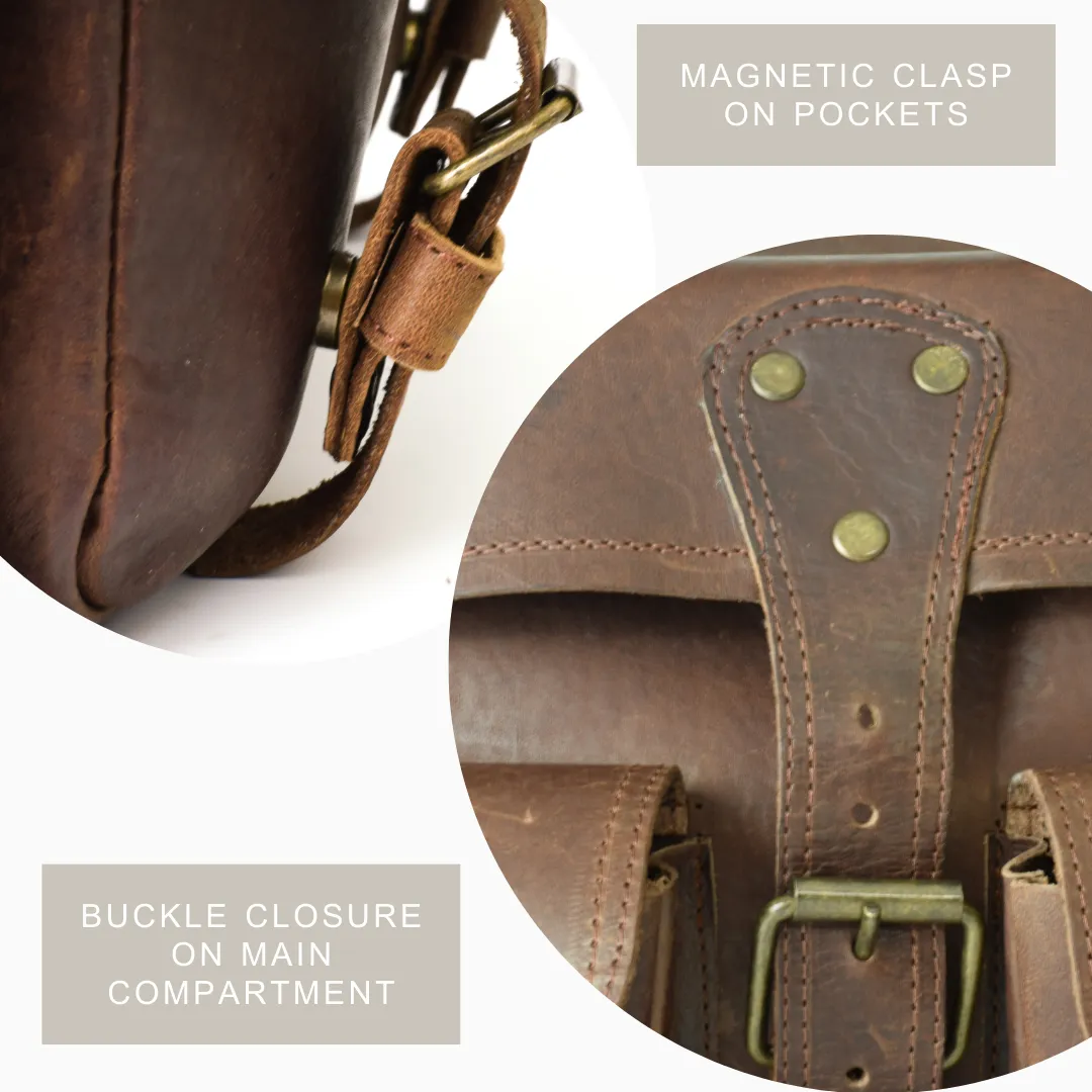 Brown Leather Briefcase by World Orphans - Chocolate Pullup Leather