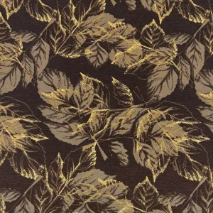 Brown Leaves Polyester Crepe Fabric