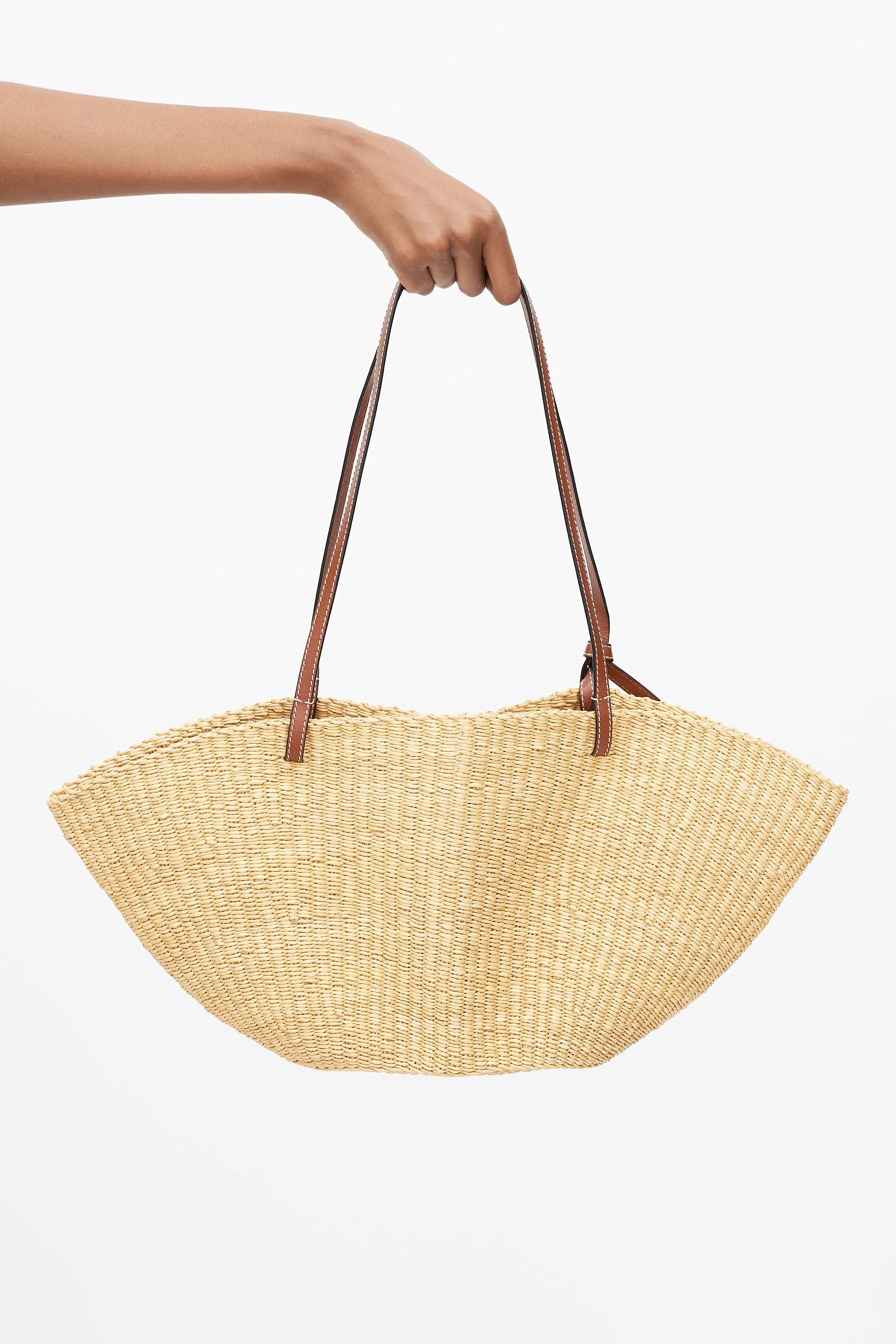 Brown Raffia Small Shell Bag