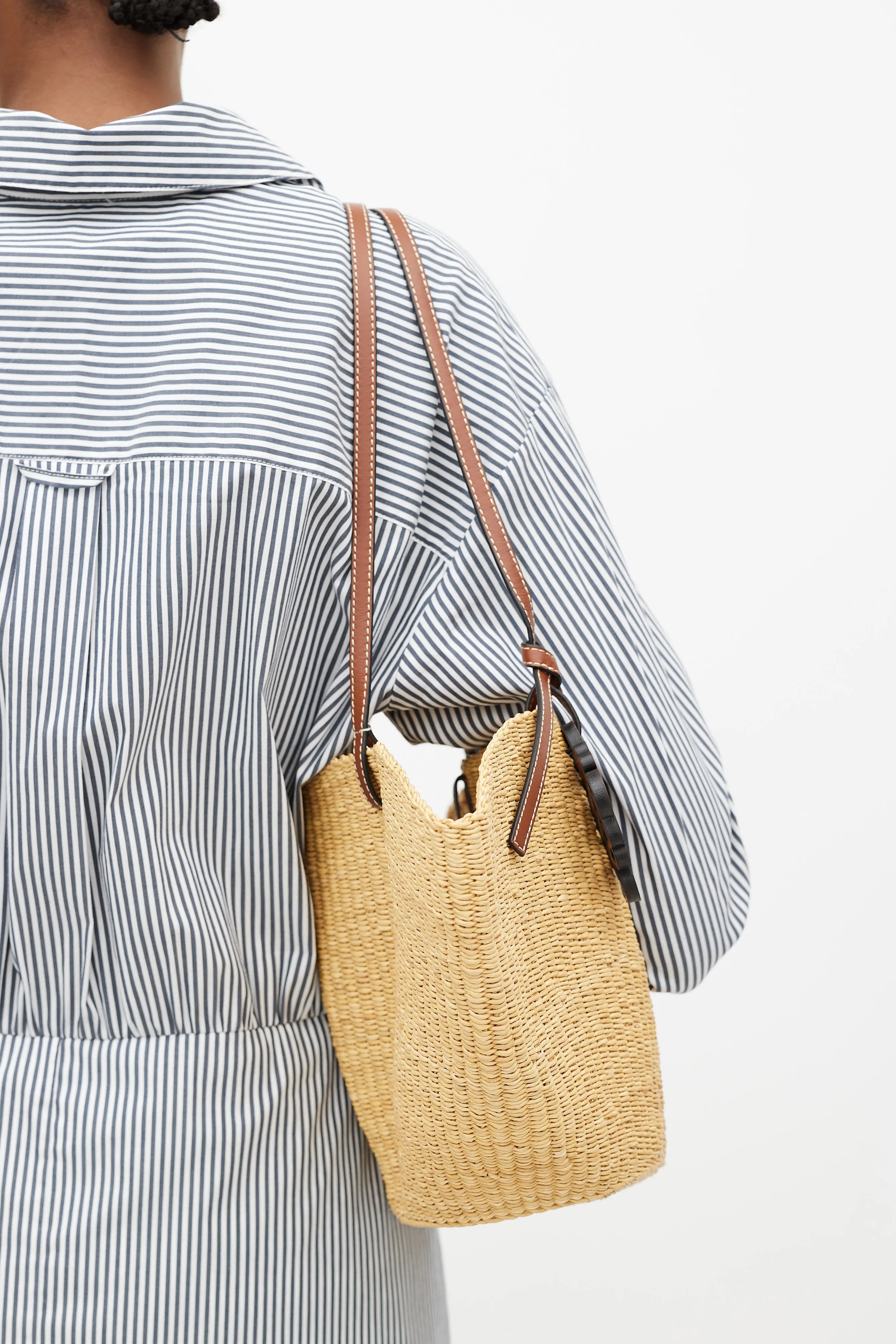 Brown Raffia Small Shell Bag